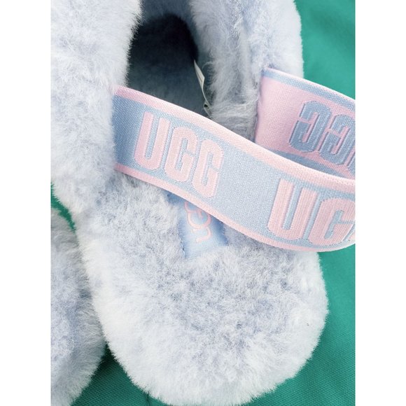 UGG Fluff Yeah Sling Back 1097169 Pink Blue Purple Women 7 Sandal Sheep Shoe New - Picture 9 of 11
